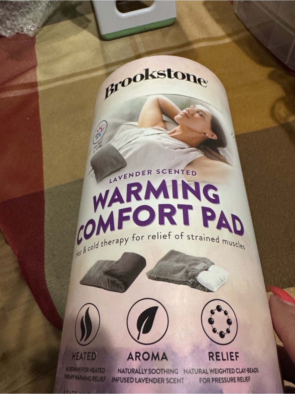 Brookstone Lavender Scented Warming Comfort Pad - Gray and Purple Accents